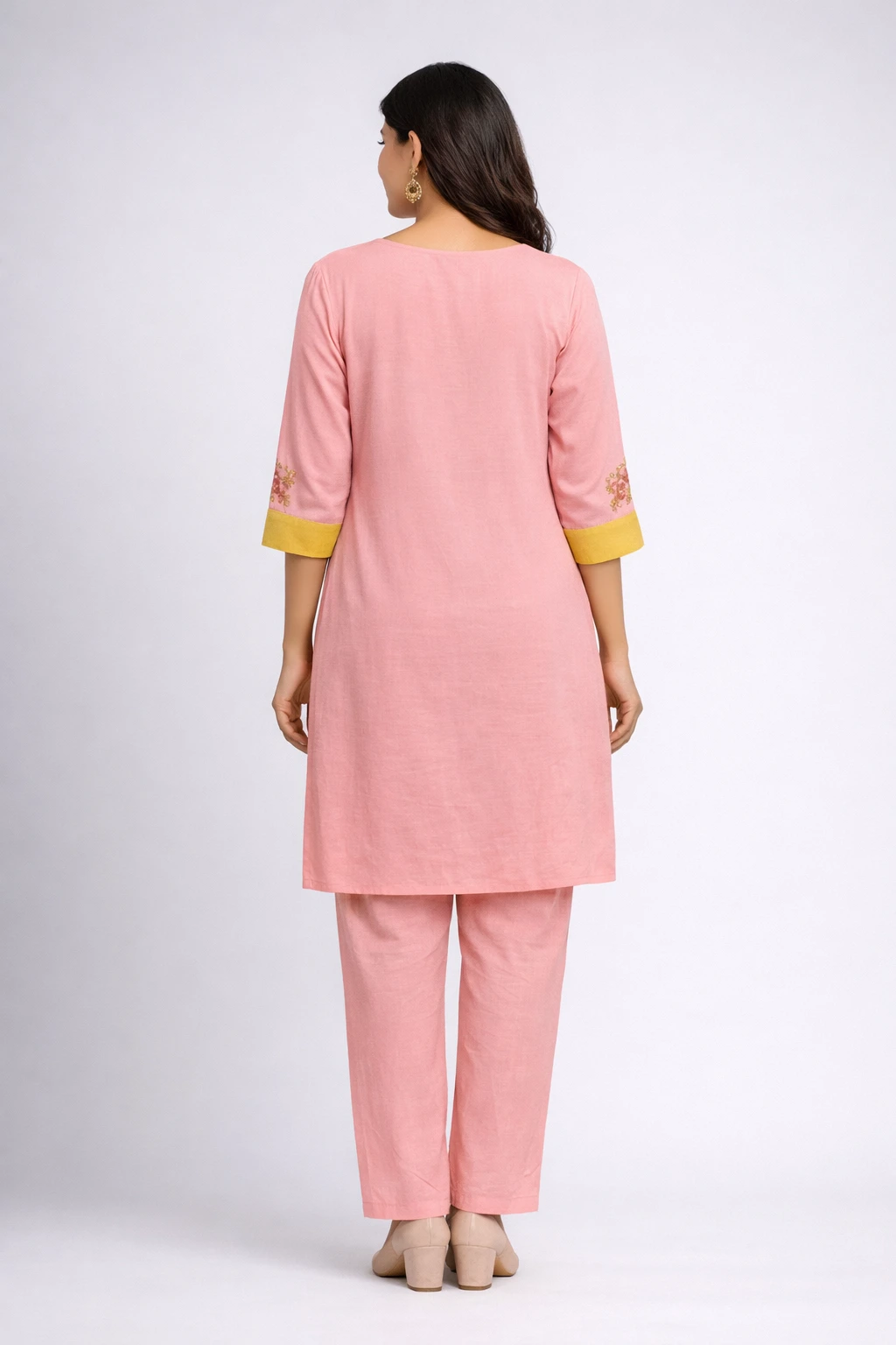 Women Pink Embroidered Dress Set