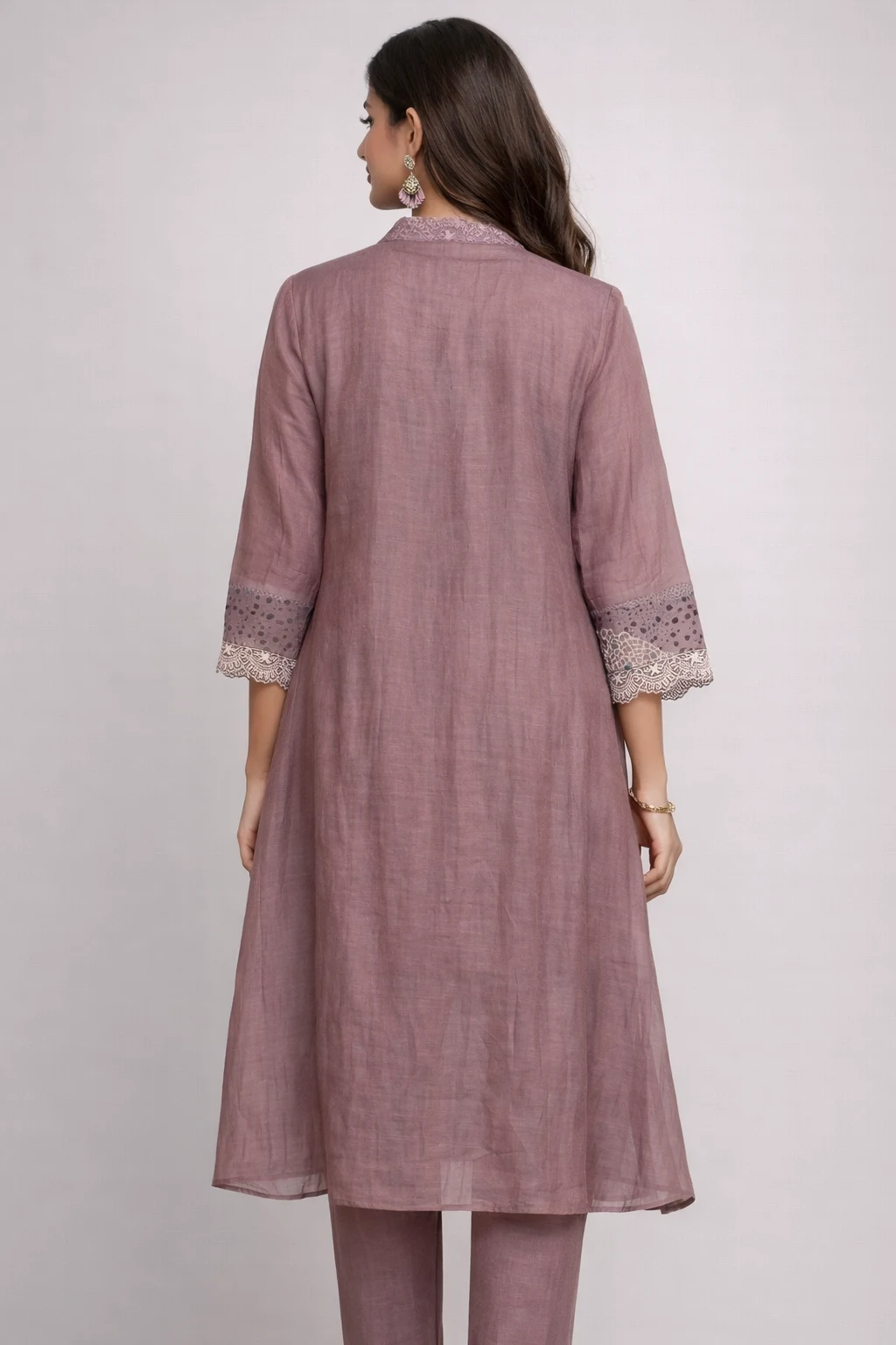 Women Mauve Printed Dress Set