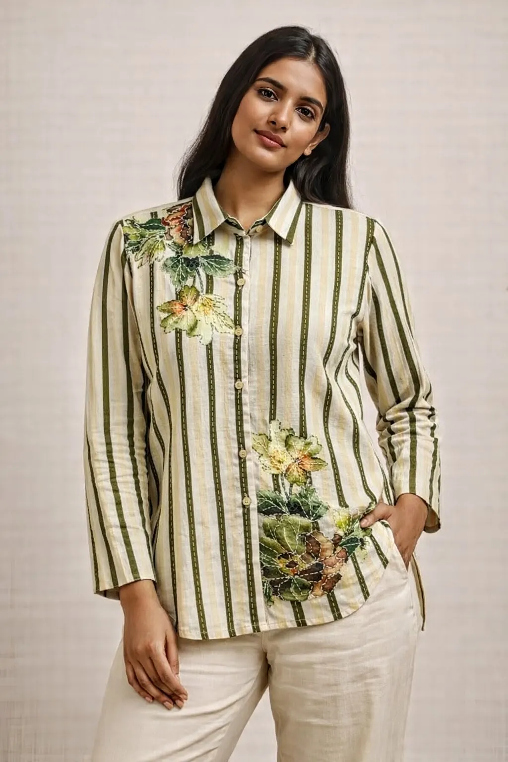 Rabistha EarthTone Floral Stripe Co-Ord Set