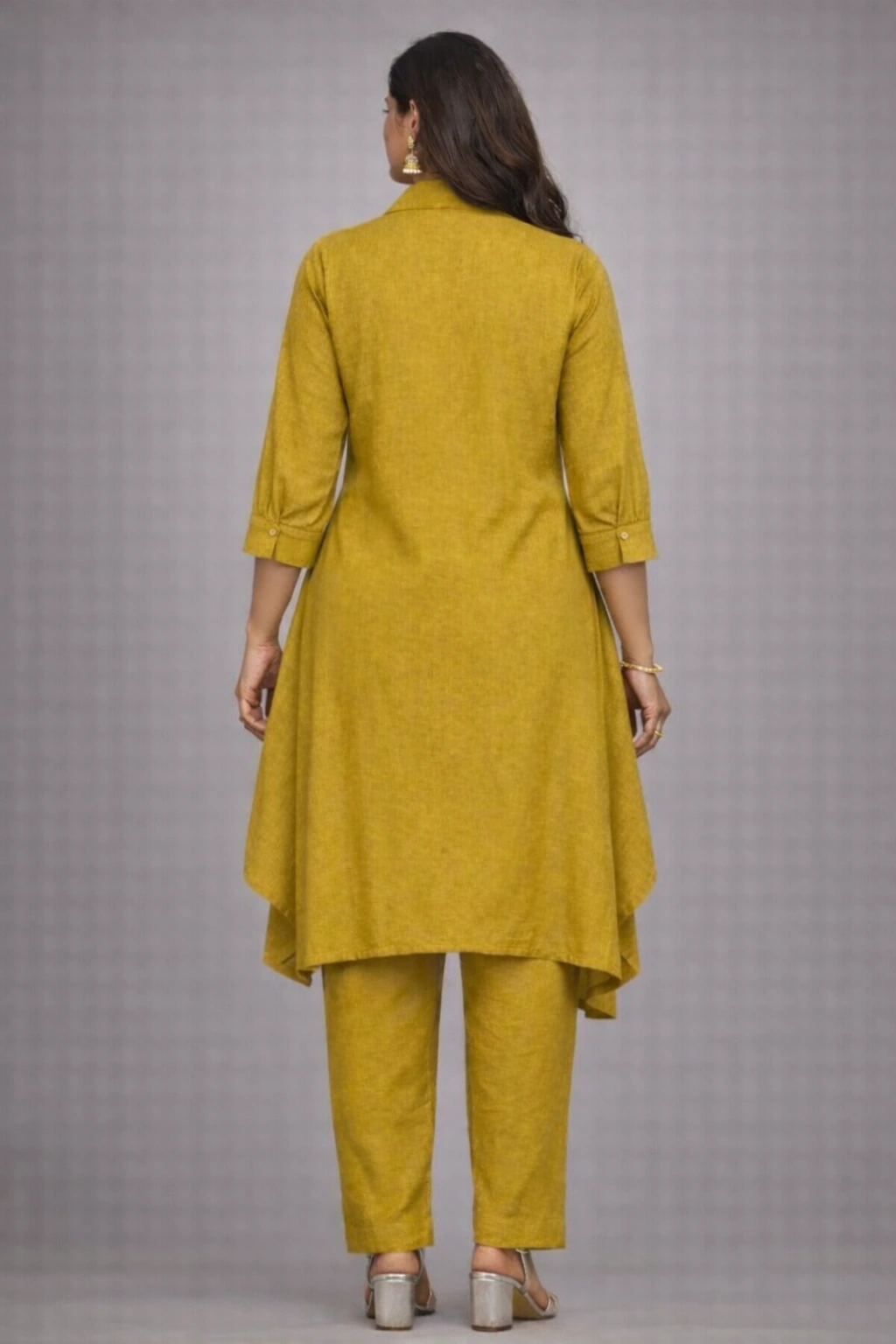 Women Mustard Embroidered Dress Set