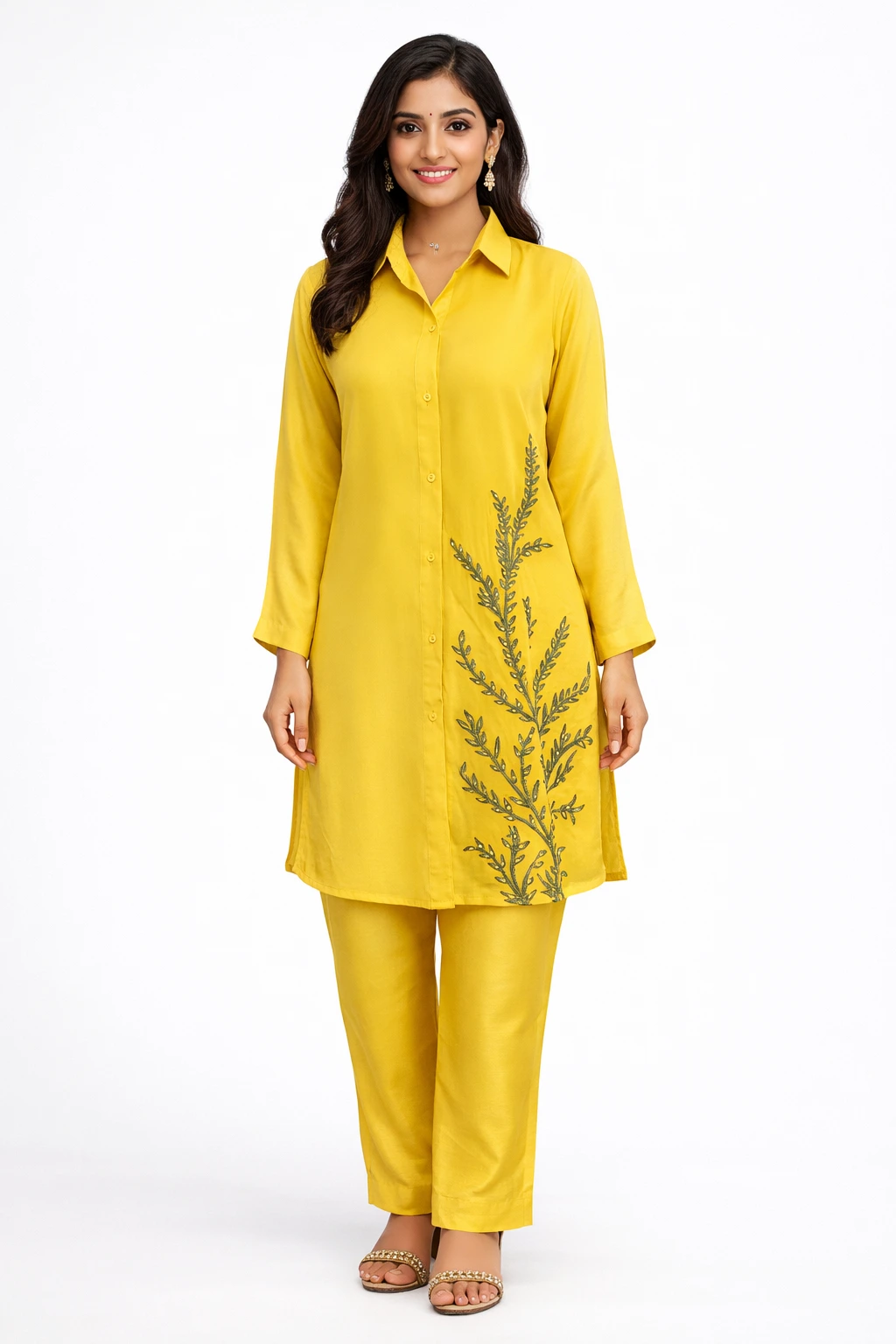 Women Yellow Printed Dress Set