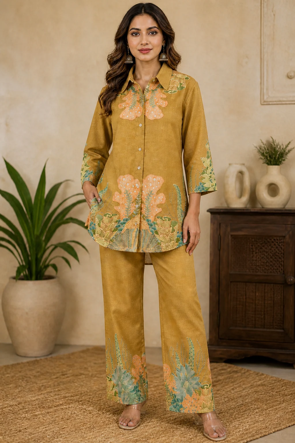 Rabistha Mustard Bloom Luxe Co-Ord Set