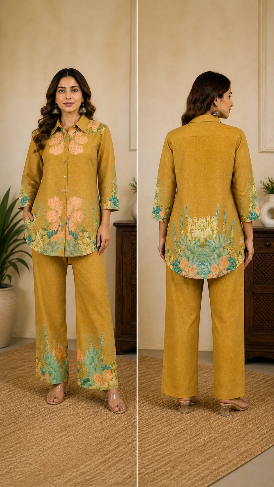 Rabistha Mustard Bloom Luxe Co-Ord Set
