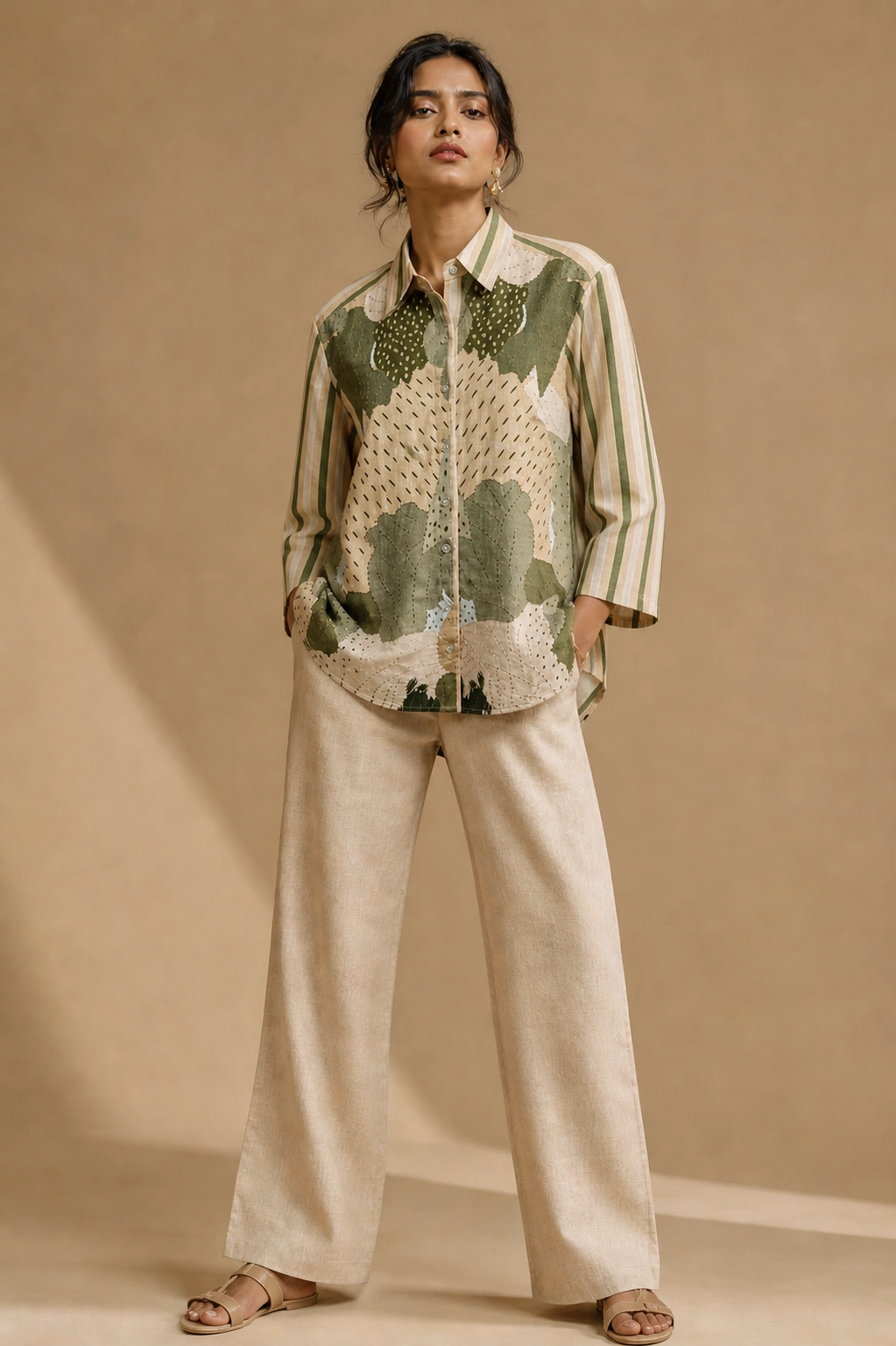 Rabistha Olive Earth Abstract Co-Ord Set