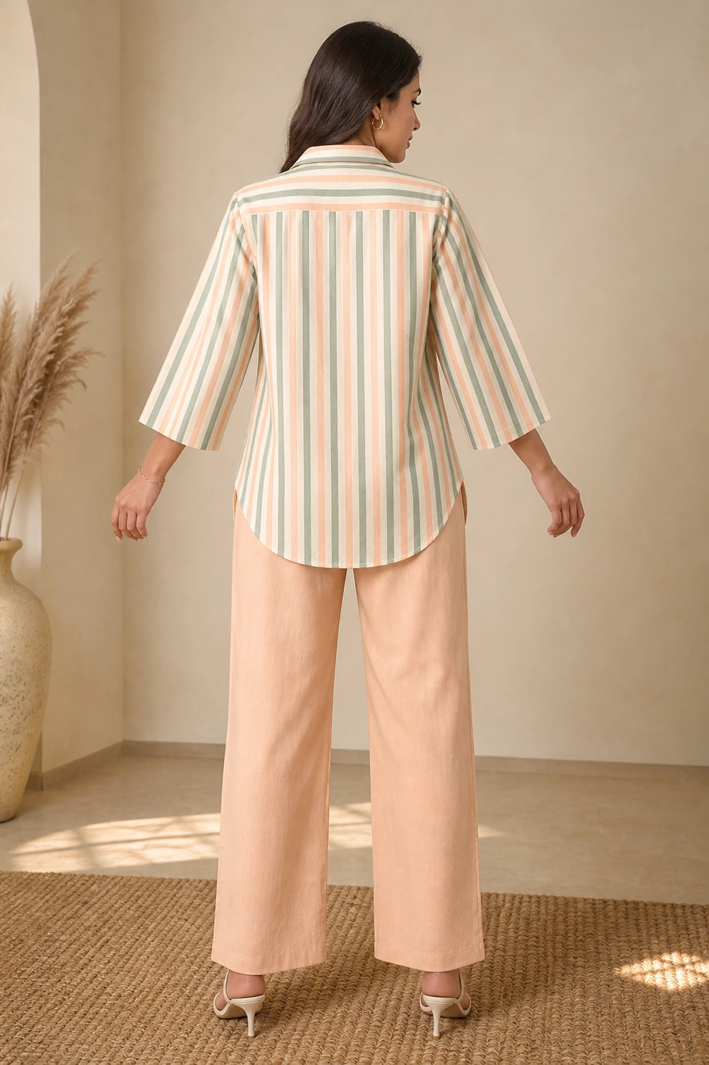 Rabistha Peach Blossom Stripe Co-Ord Set