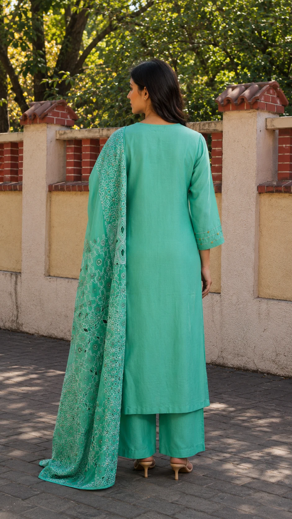 Zoya Emerald Embroidered Suit Set | Rabistha