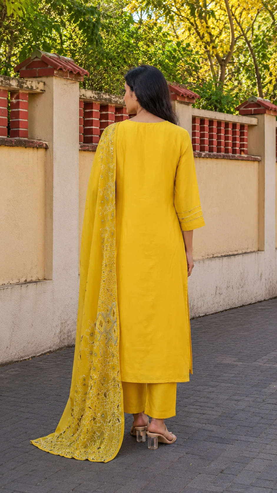 Noor Mustard Embroidered Suit Set – Rabistha