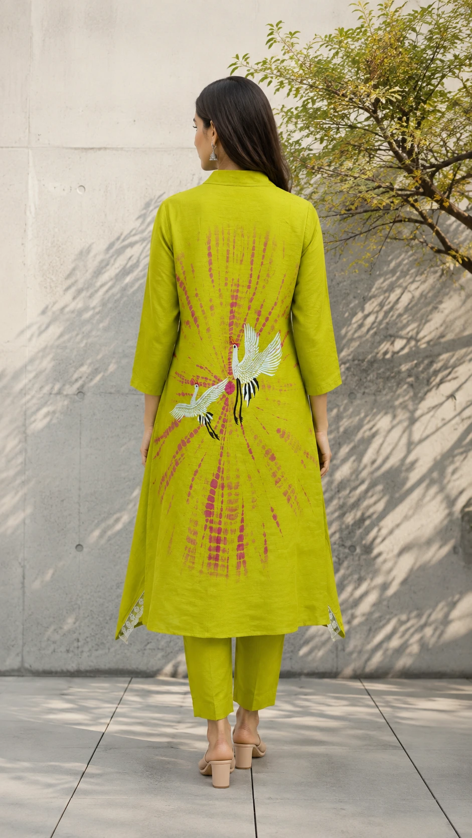 Kiara Lime Crane Kurta Set